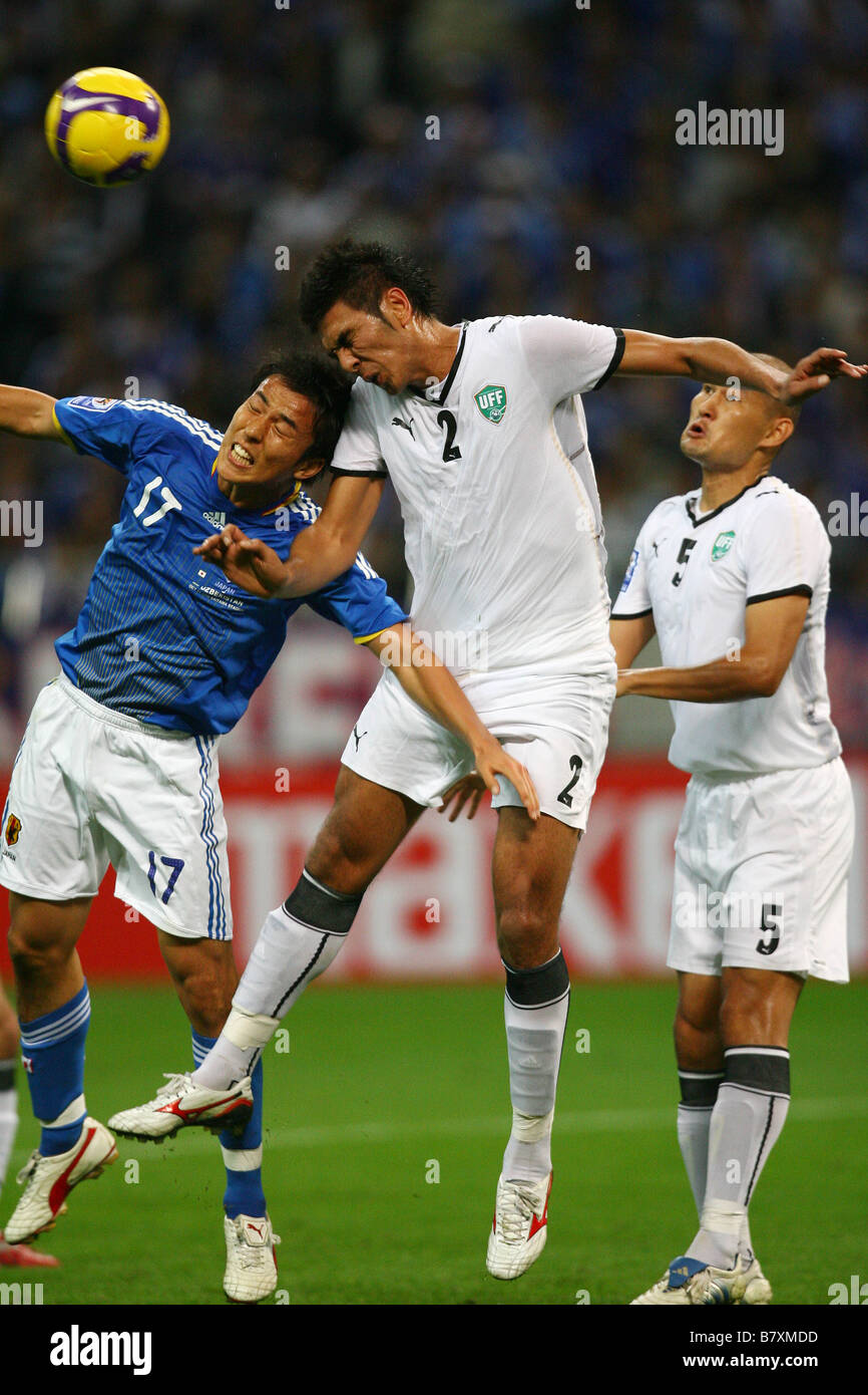 L to R Makoto Hasebe JPN Anzur Ismailov UZB OCTOBER 15 2008 Football 2010 FIFA World Cup Asian Final Round of Qualifiers betwee Stock Photo