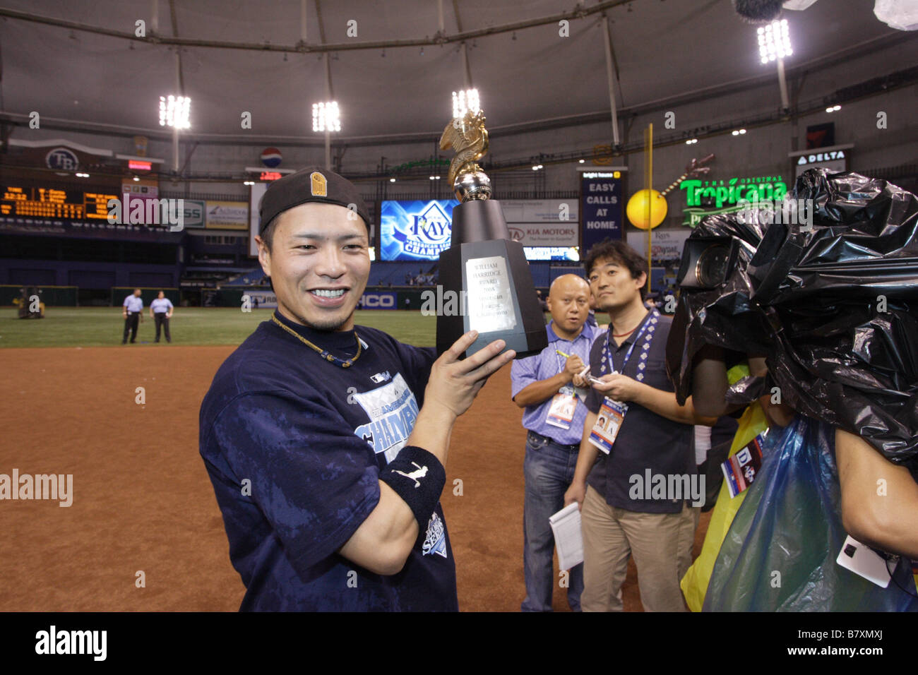 Akinori Iwamura Rays OCTOBER 19 2008 MLB Akinori Iwamura of the Tampa Bay Rays celebrates with
