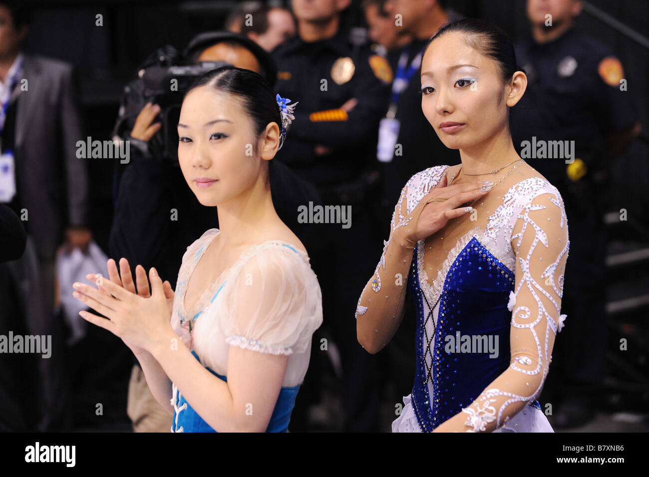 L to R Yukari Nakano JPN Miki Ando JPN OCTOBER 26 2008 Figure Skating ISU Grand Prix of Figure Skating 2008 2009 2008 Skate Ame Stock Photo