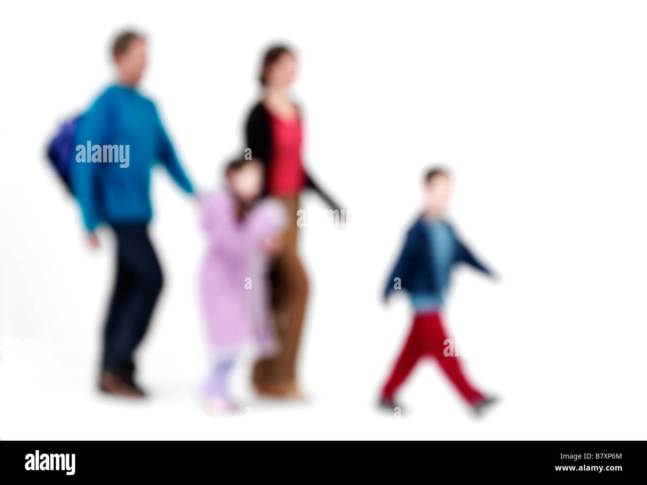 Blurred out of focus people on a white background Stock Photo