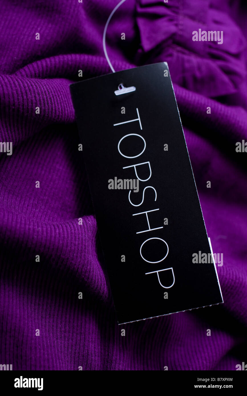 A purple Topshop garment showing the topshop label Stock Photo - Alamy