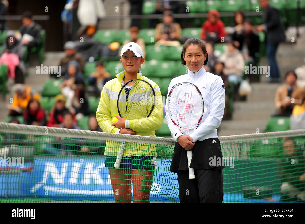 L to R Maya Kato JPN Kimiko Date Krumm JPN NOVEMBER 10 2008 Tennis NIKKE All Japan Tennis Championships 83rd at Ariake Colosseu Stock Photo