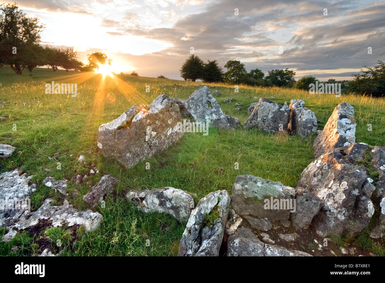 'Green Low' a neolithic chambered cairn at Aldwark in Derbyshire 'Great Britain' Stock Photo