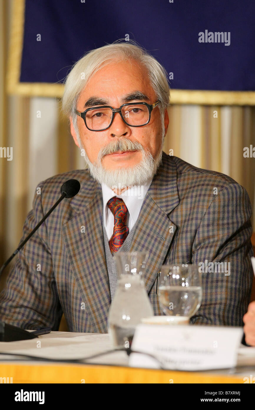 Hyao Miyazaki NOVEMBER 20 2008 Japanese Animated Film Director Hayao Miyazaki gave a speech for a journalist at The Foreign Correspondents Club of Japan in Tokyo Japan Photo by Yusuke Nakanishi AFLO 1090 Stock Photo