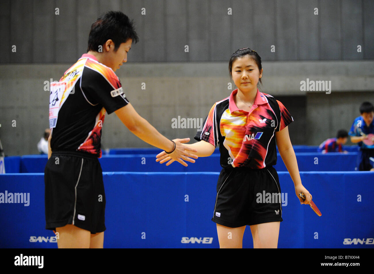 L To R Jun Mizutani Ai Fukuhara January 14 2009 Table Tennis All