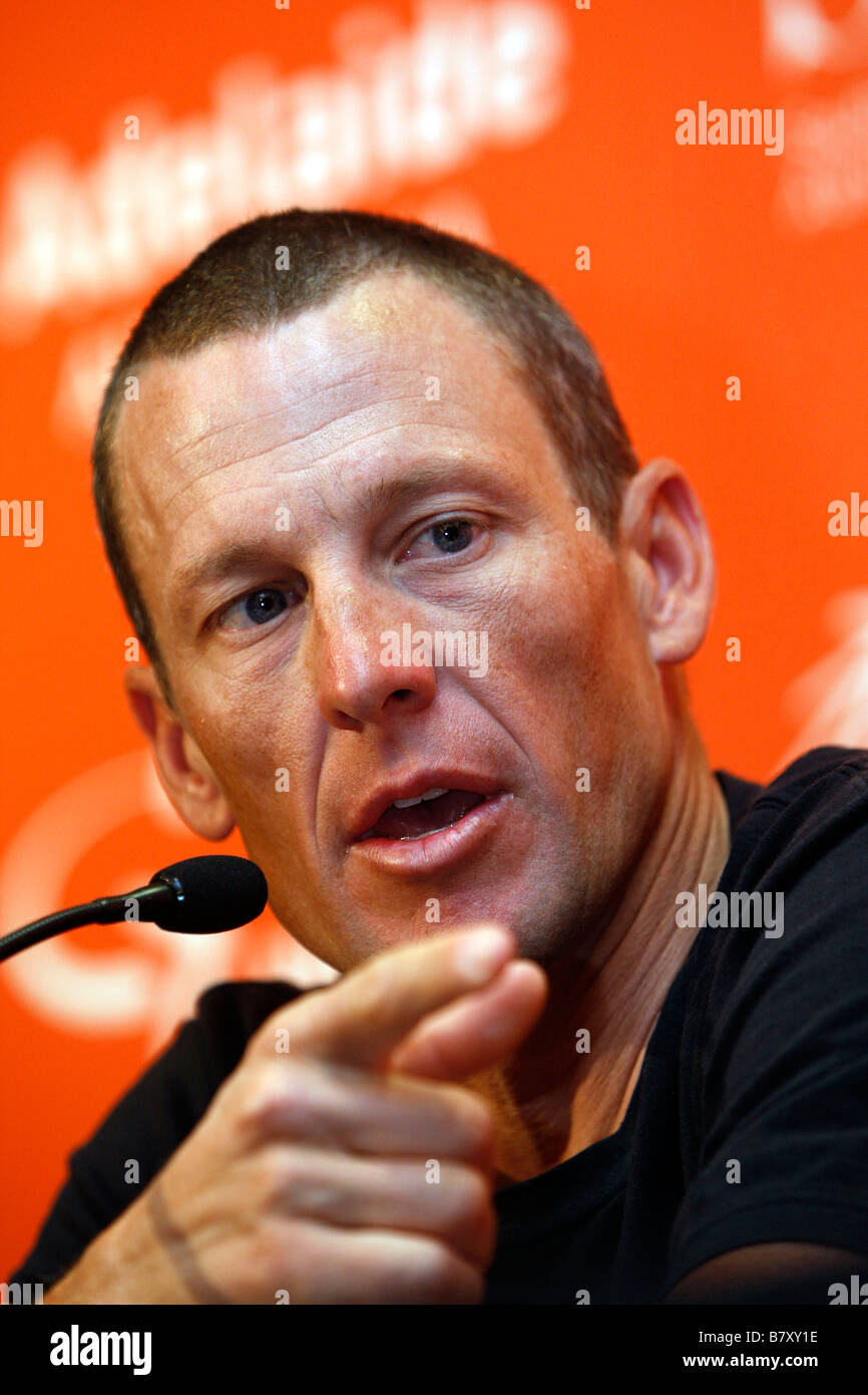 Lance Armstrong USA JANUARY 17 2009 Cycling Lance Armstrong of Team Astana attends a Tour Down Under press conference in Adelaide Australia Photo by Yuzuru Sunada AFLO 0302 Stock Photo