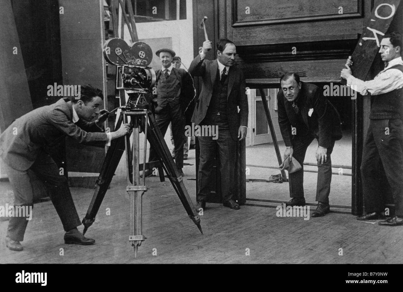 Buster Keaton and Charlie Chaplin on the set Stock Photo Alamy