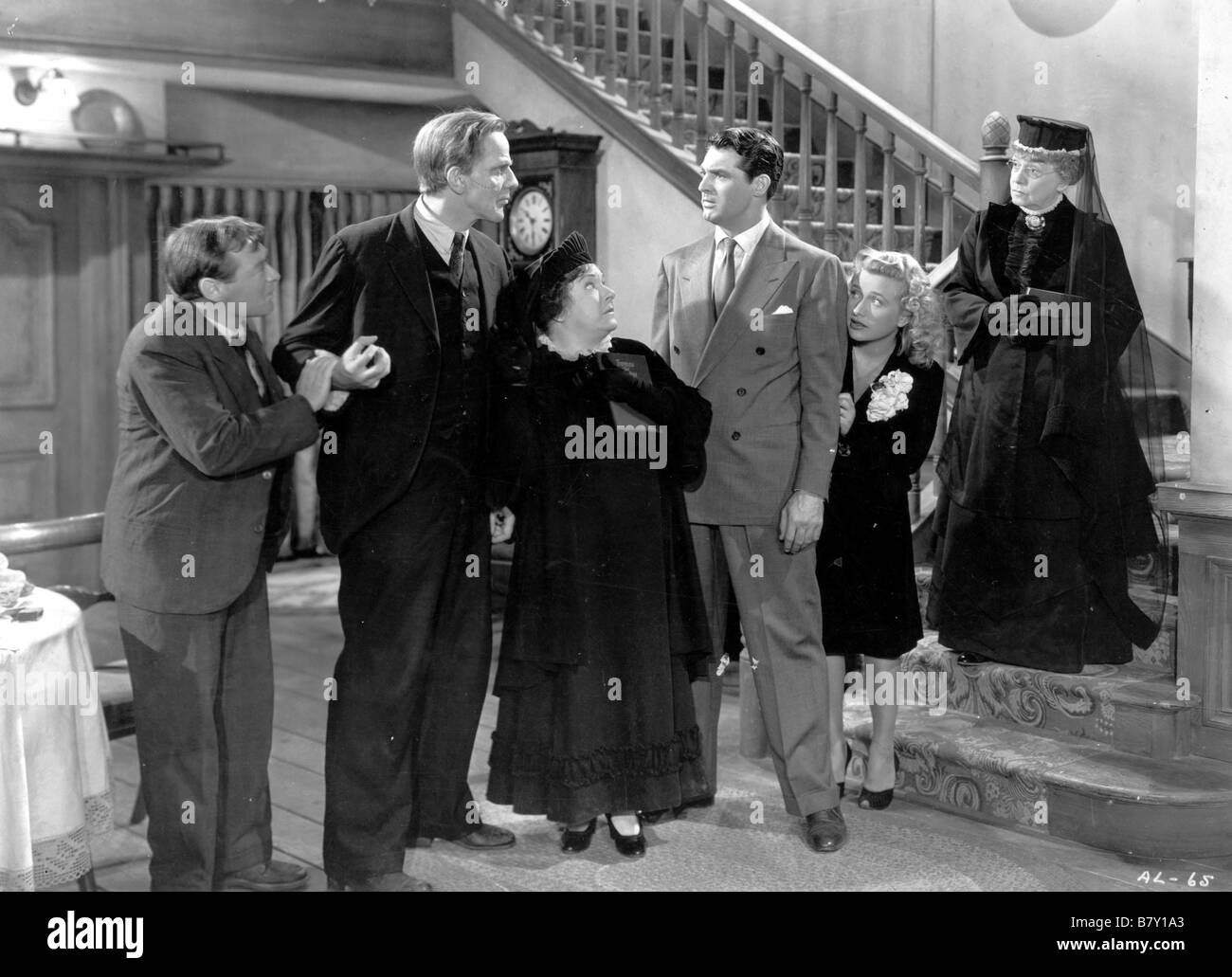 Arsenic and Old Lace  Year: 1944 USA Raymond Massey , Cary Grant , Peter Lorre , Josephine Hull , Jean Adair , Priscilla Lane  Director: Frank Capra Stock Photo