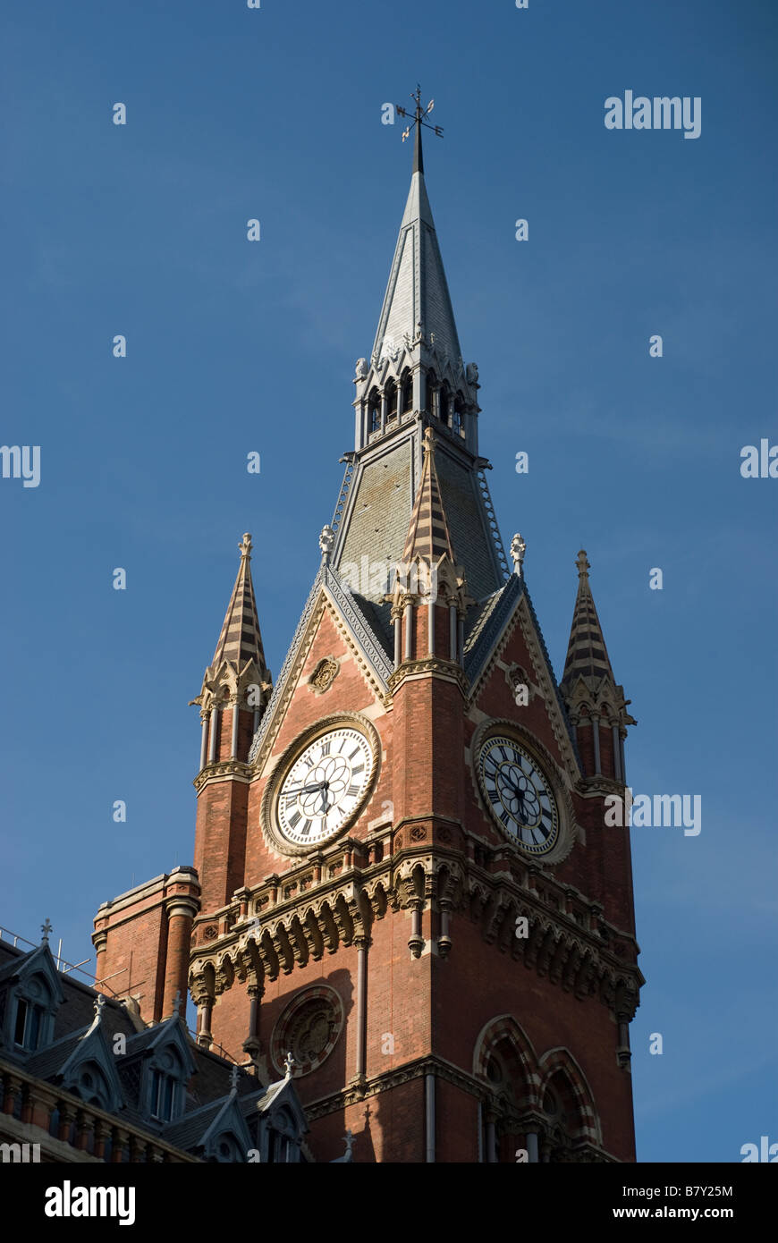 St Pancras Station and Hotel Clock Tower London England UK Stock Photo