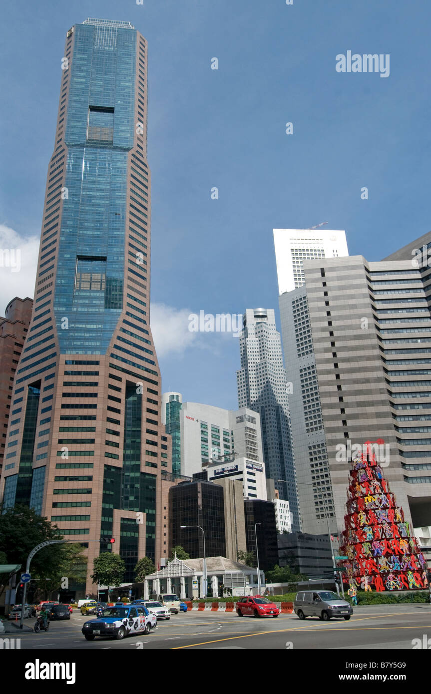 Chinatown Raffles Place Singapore CBD high rise office building financial bank commercial centre Stock Photo