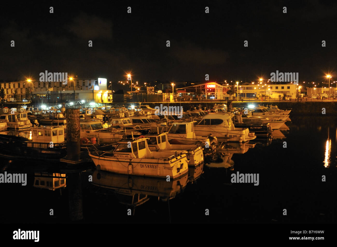 Boulogne-sur-Mer marina at night, France. Stock Photo