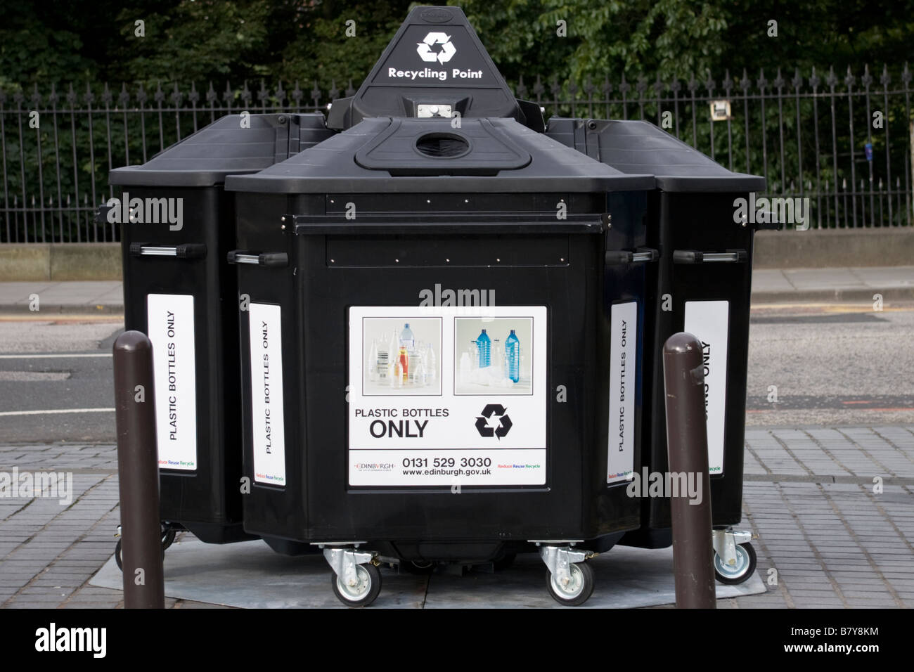 Recycled refuse station in Edinburgh city centre Scotland Stock Photo