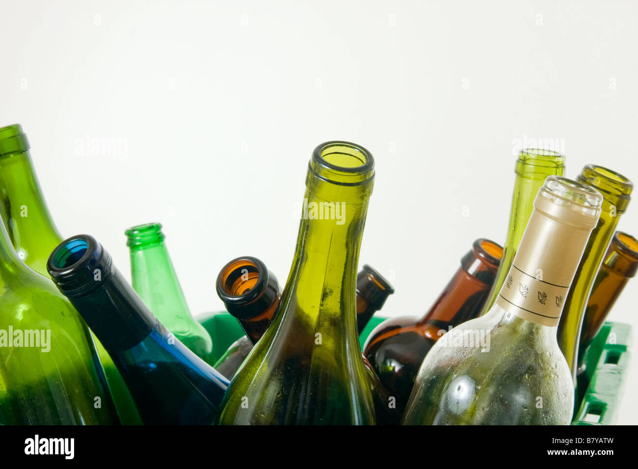 Collection of various bottles washed and ready for recycling Stock
