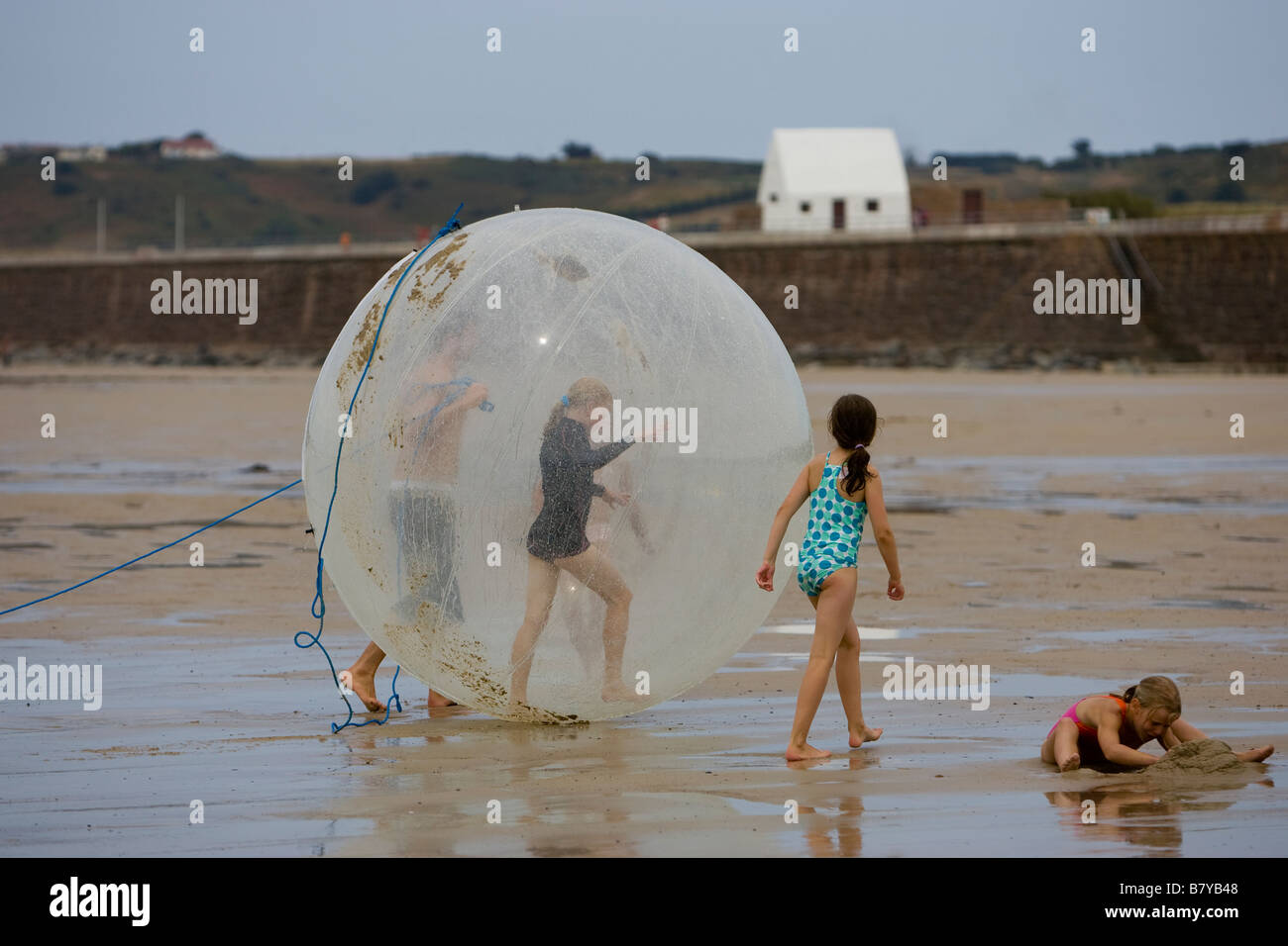 water zorbing walk on water ball sea St Ouen's Five Mile Beach Jersey