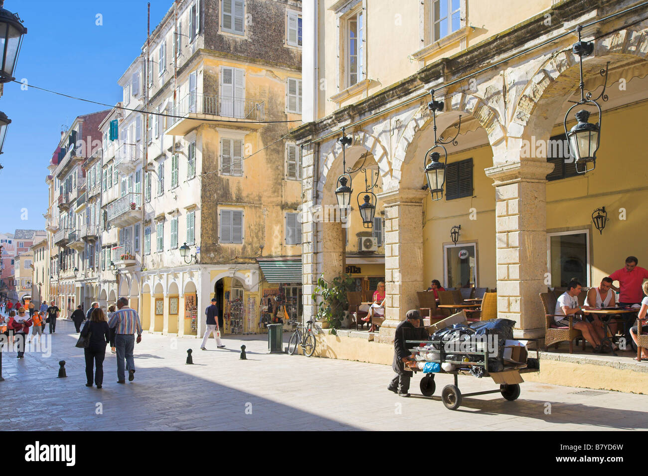 Street Scene Corfu Town Stock Photo