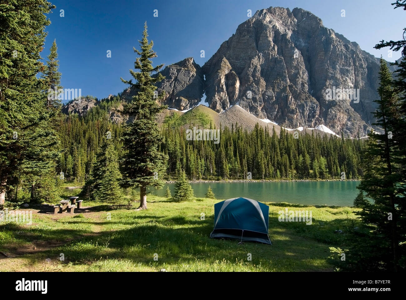 Camping, Taylor Lake, Banff National Park, Banff, Alberta Stock Photo