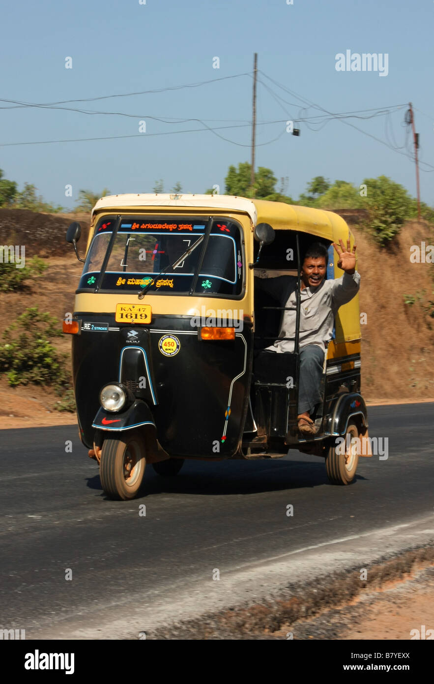 Tricycle auto rickshaw near Udupi India Stock Photo