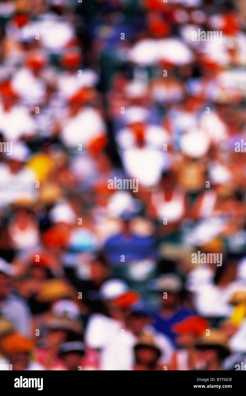 blurred crowd in stadium spectators Stock Photo
