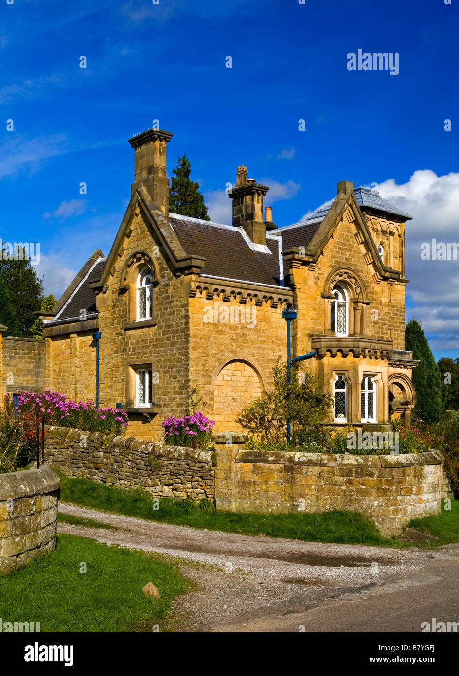House in Edensor model village near Bakewell in the Derbyshire Peak
