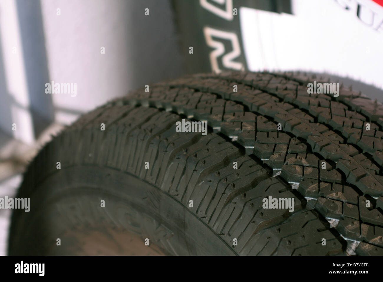 New tire tread Stock Photo