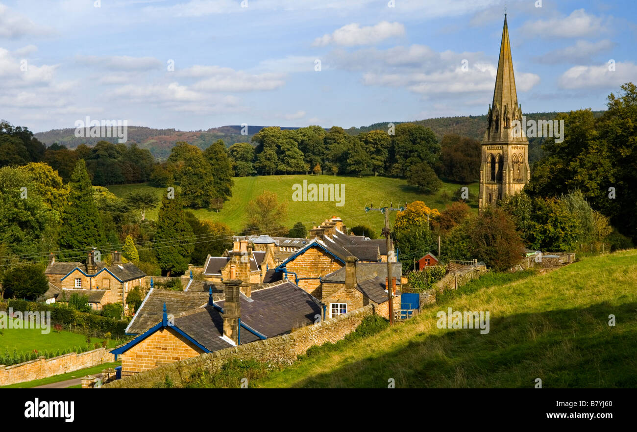 View of Edensor village near Bakewell in the Derbyshire Peak District England UK Stock Photo