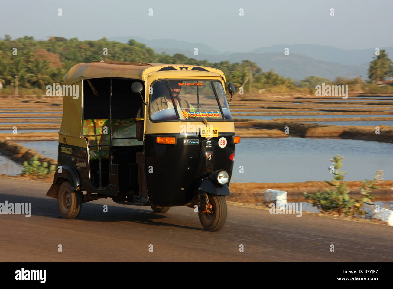 Tricycle auto rickshaw near Gokarna India Stock Photo