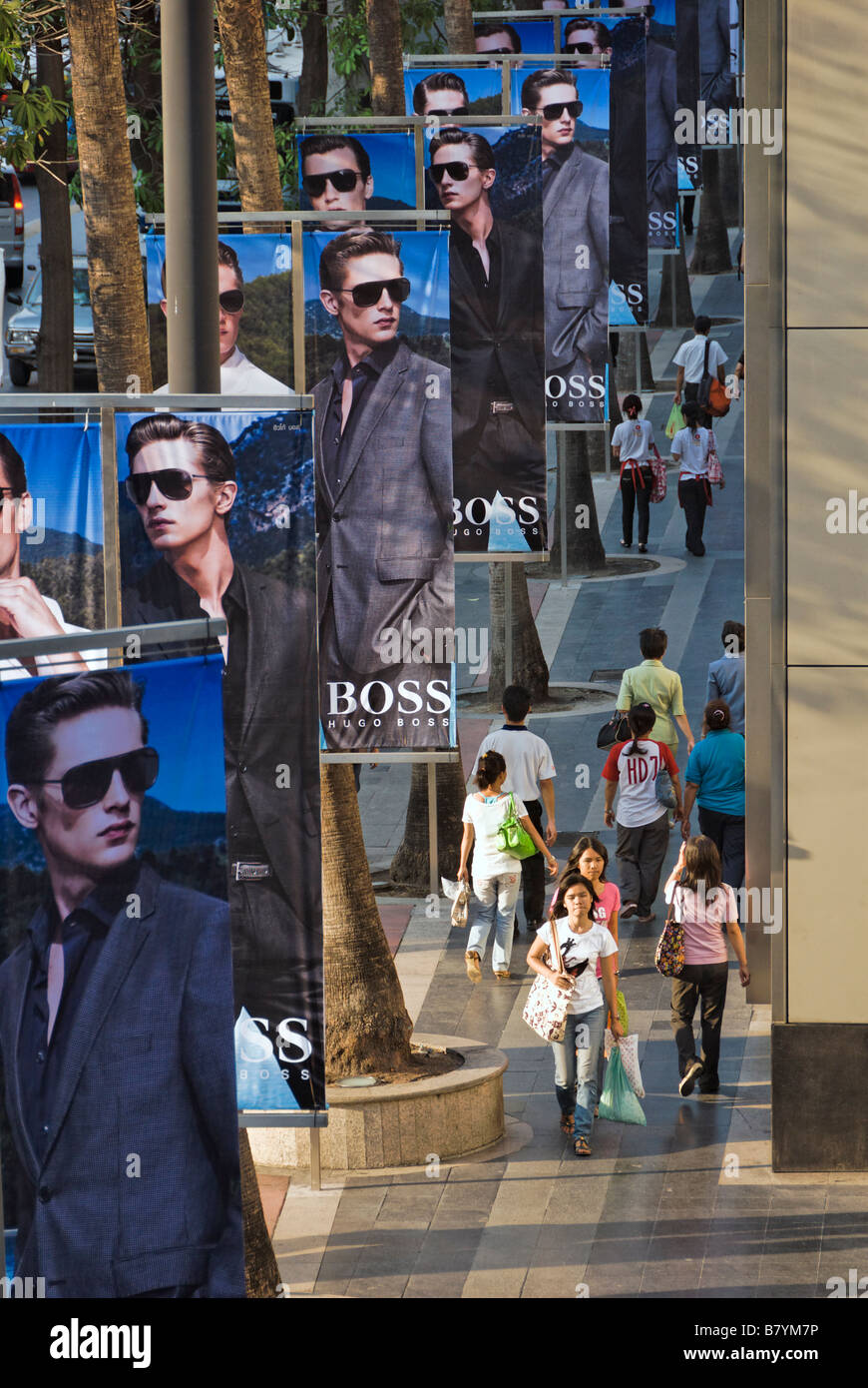 Shoppers in upmarket shopping area of Pathumwan district in central Bangkok Thailand Stock Photo