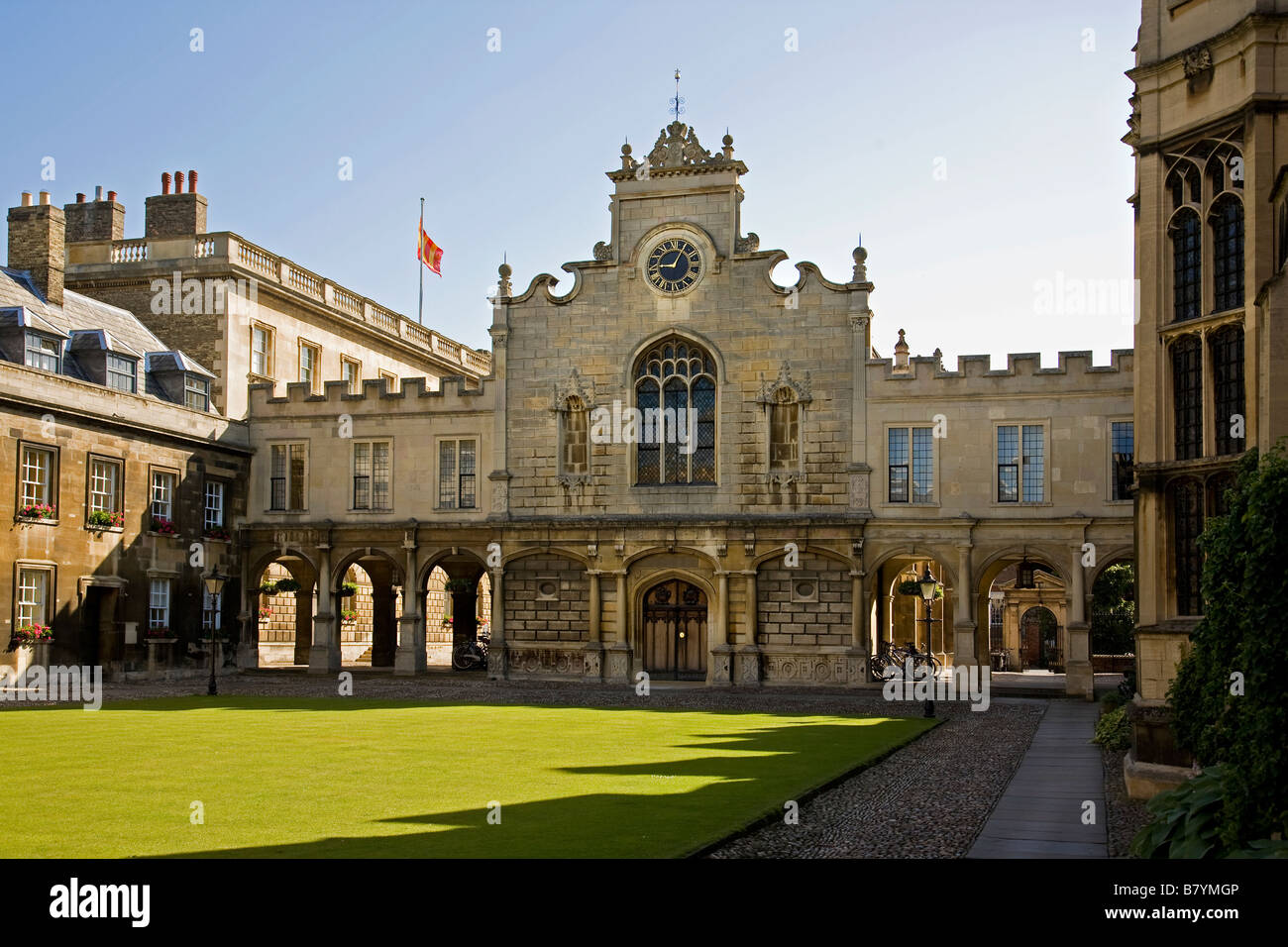 Peterhouse College, Cambridge chapel and Old Court, the oldest University college in Cambridge. Stock Photo