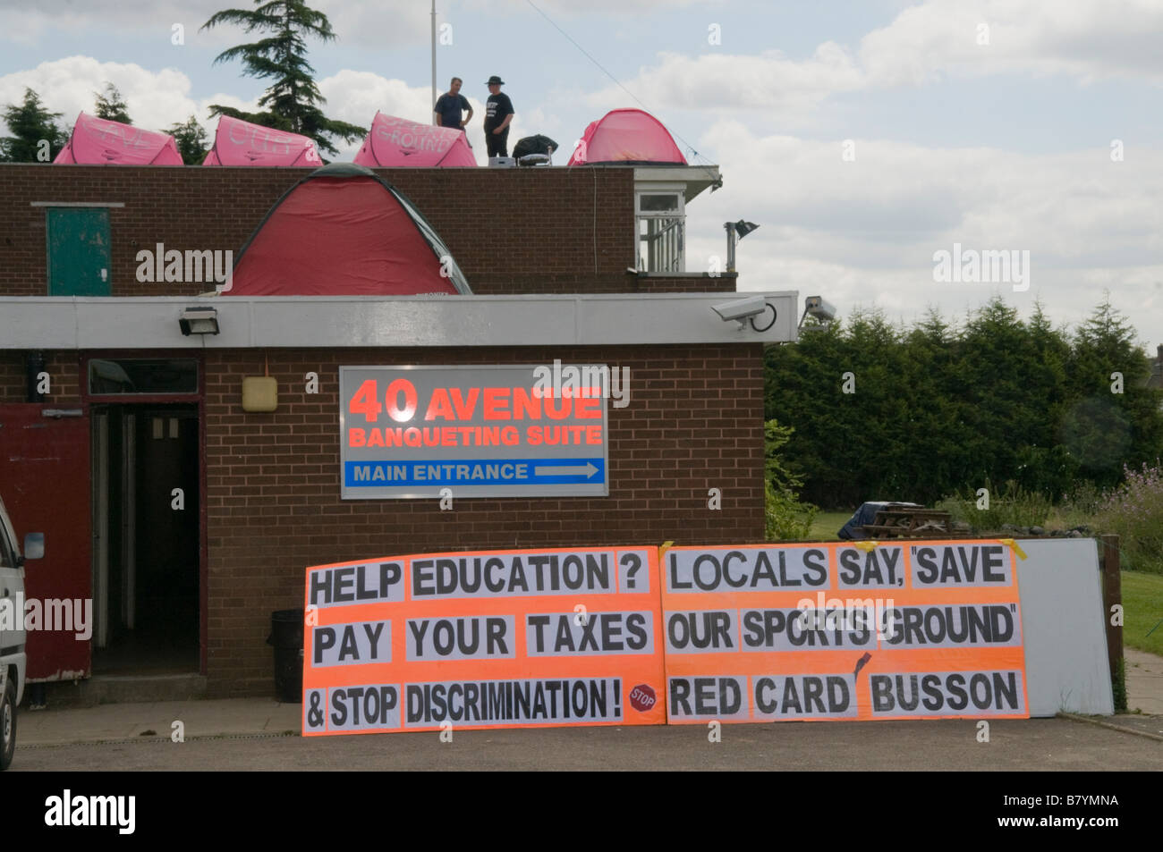 Tent City rooftop demonstration as protesters occupy Wembley Park