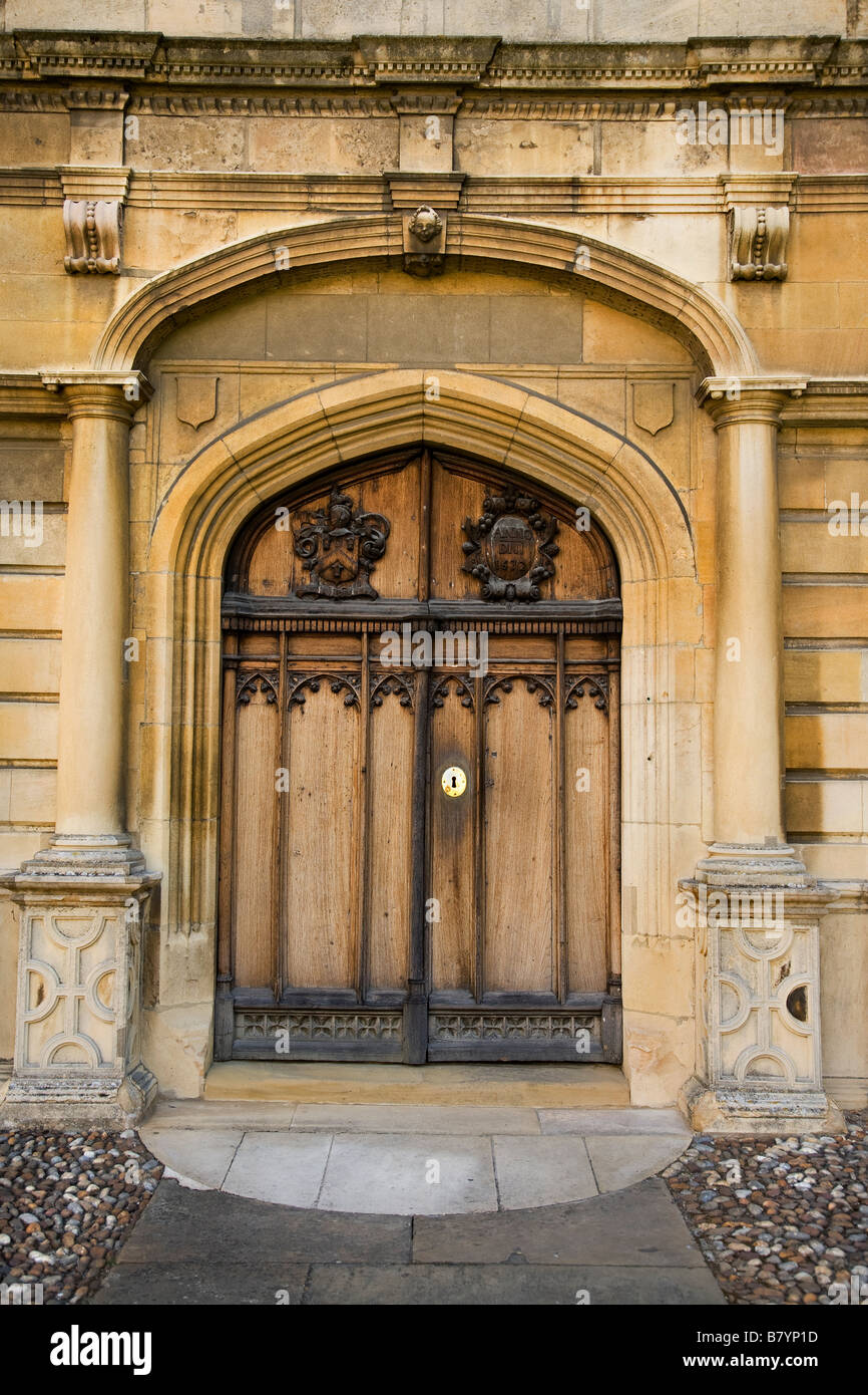 Peterhouse College Cambridge old chapel door Stock Photo