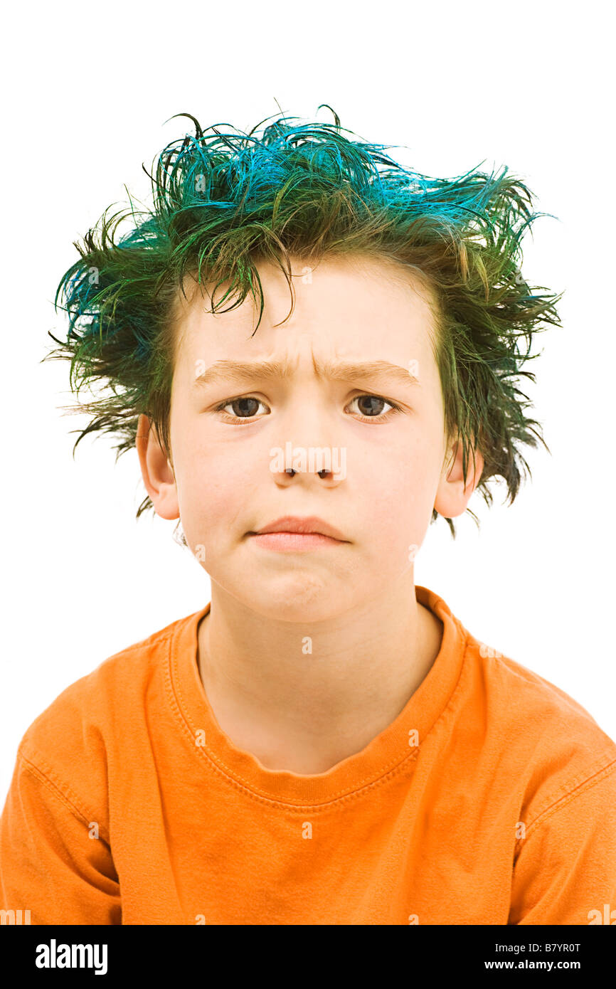 Boy with blue hair Stock Photo Alamy