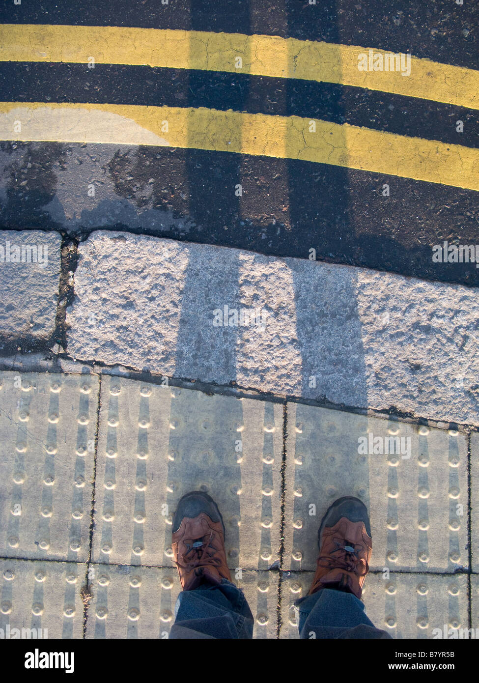 Tactile paving for the visually impaired Stock Photo