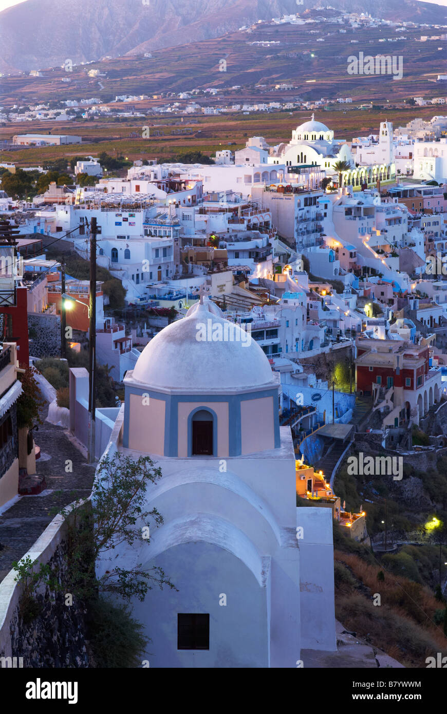 City view Fira with Ypapanti Cathedral, Santorini, Greece Stock Photo