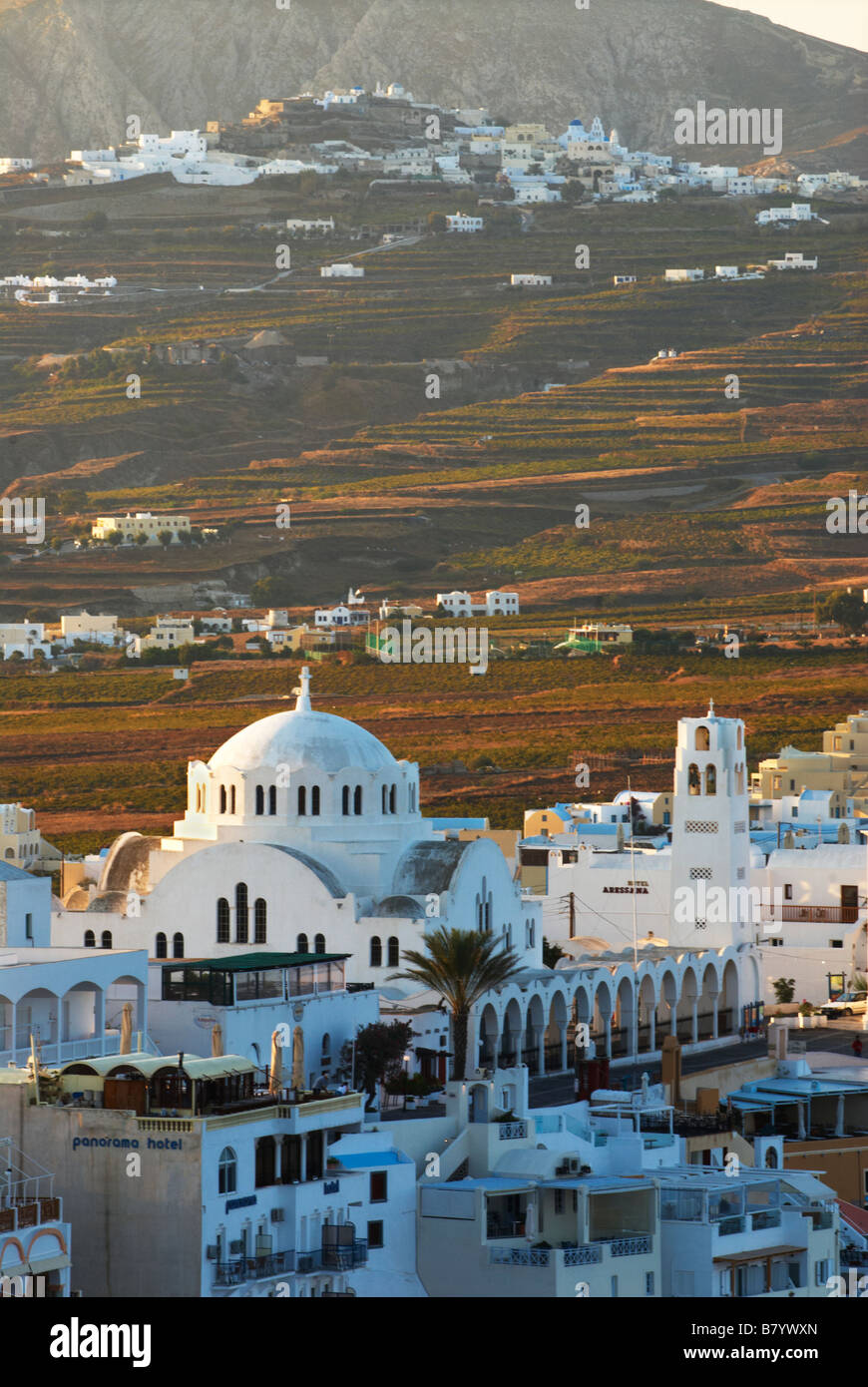 City view Fira with Ypapanti Cathedral, Santorini, Greece Stock Photo