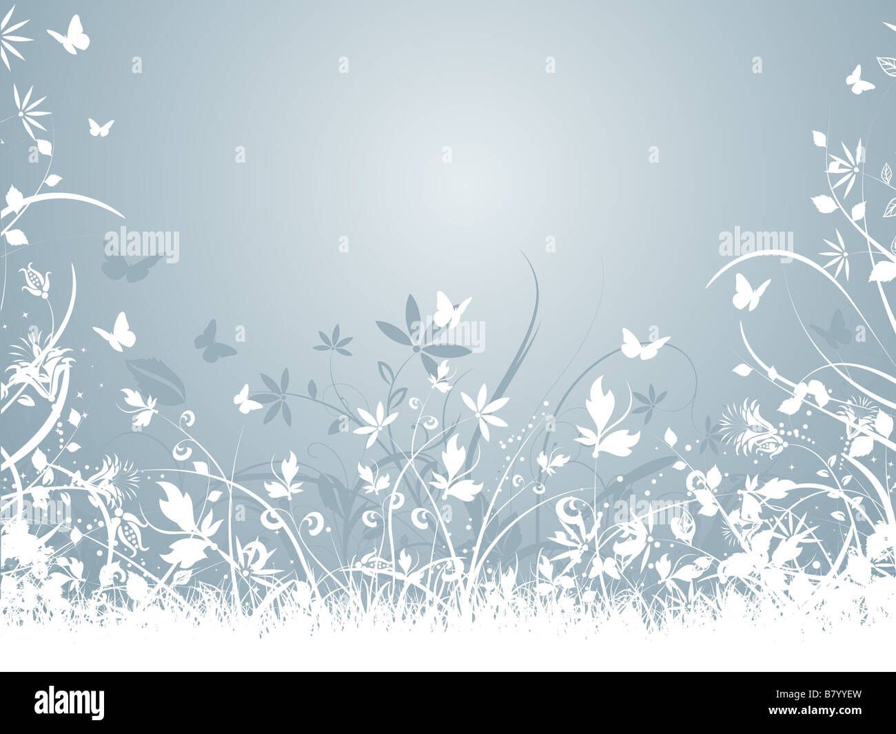 Abstract floral background with butterflies Stock Photo - Alamy