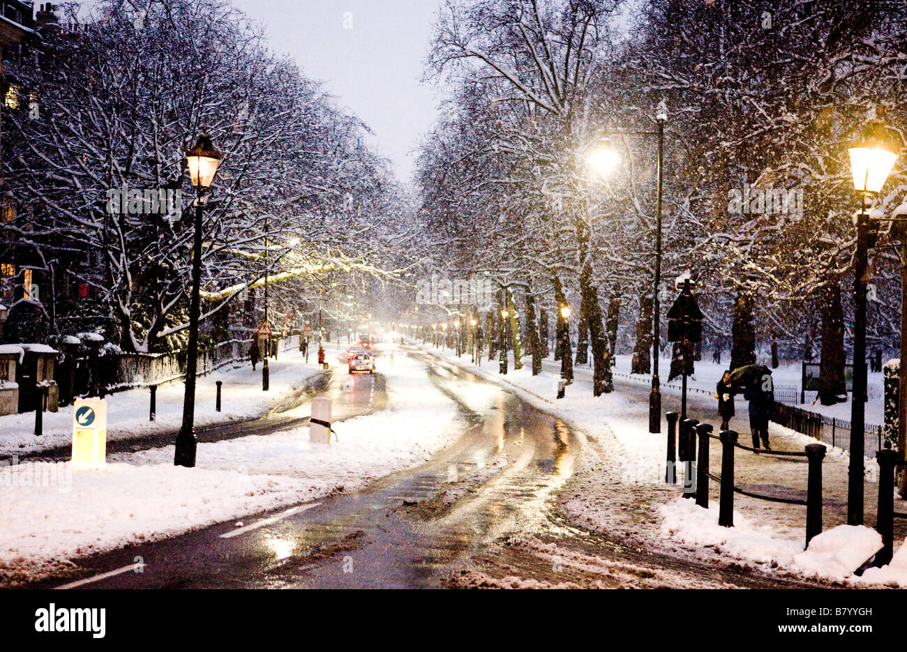Snow In Birdcage Walk London UK Europe Stock Photo