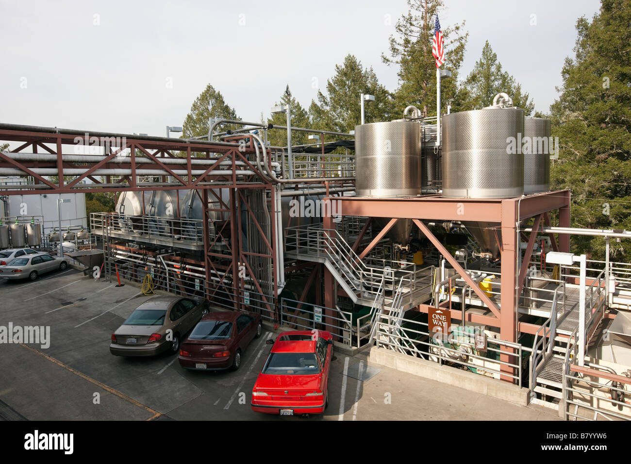 Wine production facility of Sterling Vineyards winery. Napa Valley
