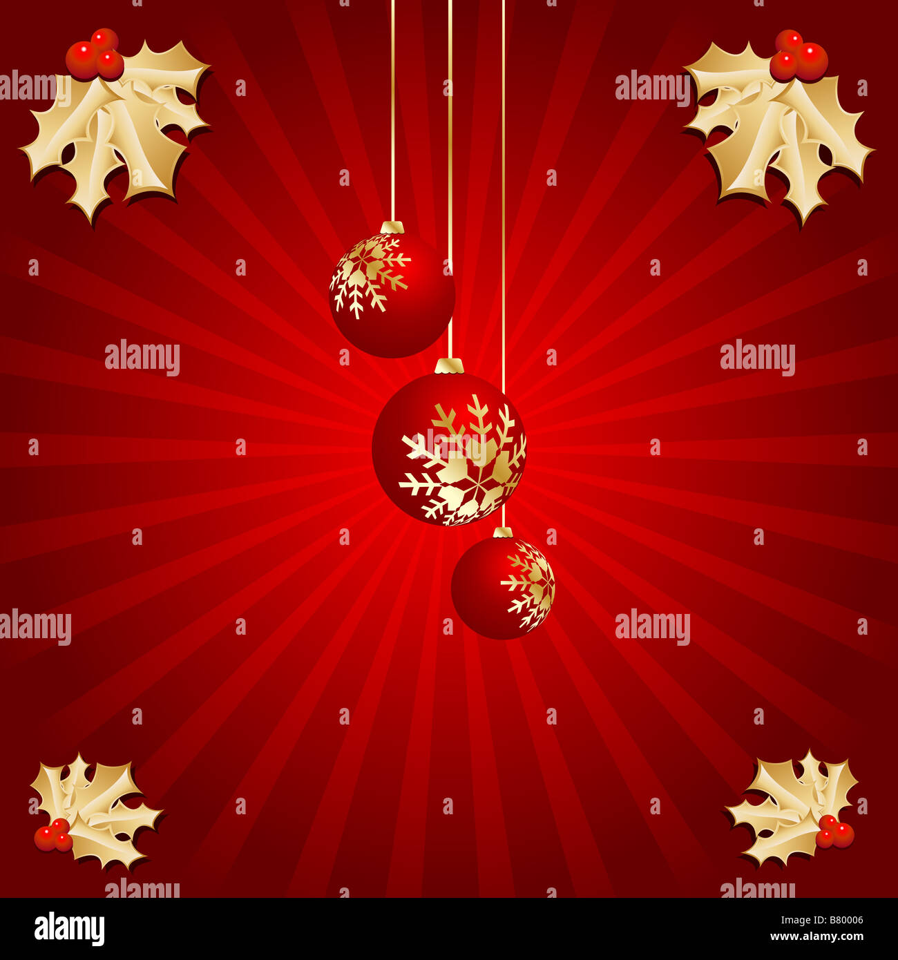 Christmas background with holly Stock Photo - Alamy