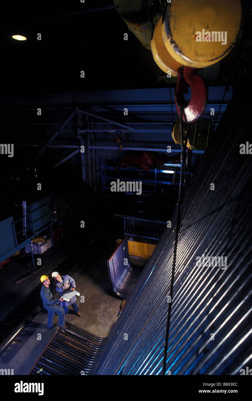 Boiler heating pipes. Pipe bending plant. Vancouver, BC, Canada Stock