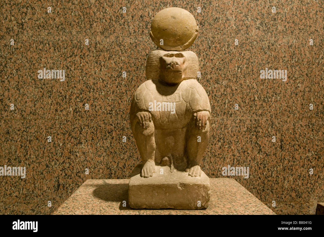 A lunar baboon as pertaining to Thoth Khonsu displayed at the Nubian Museum officially the International Museum of Nubia in Aswan Egypt Stock Photo