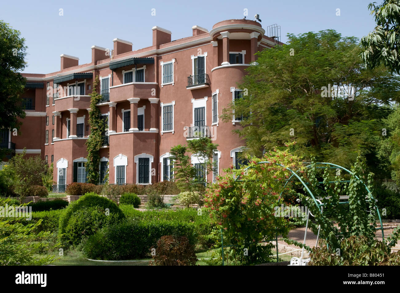 The Sofitel Legend Old Cataract Hotel a historic British colonial-era 5-star luxury resort hotel located on the banks of the River Nile in Aswan Egypt Stock Photo