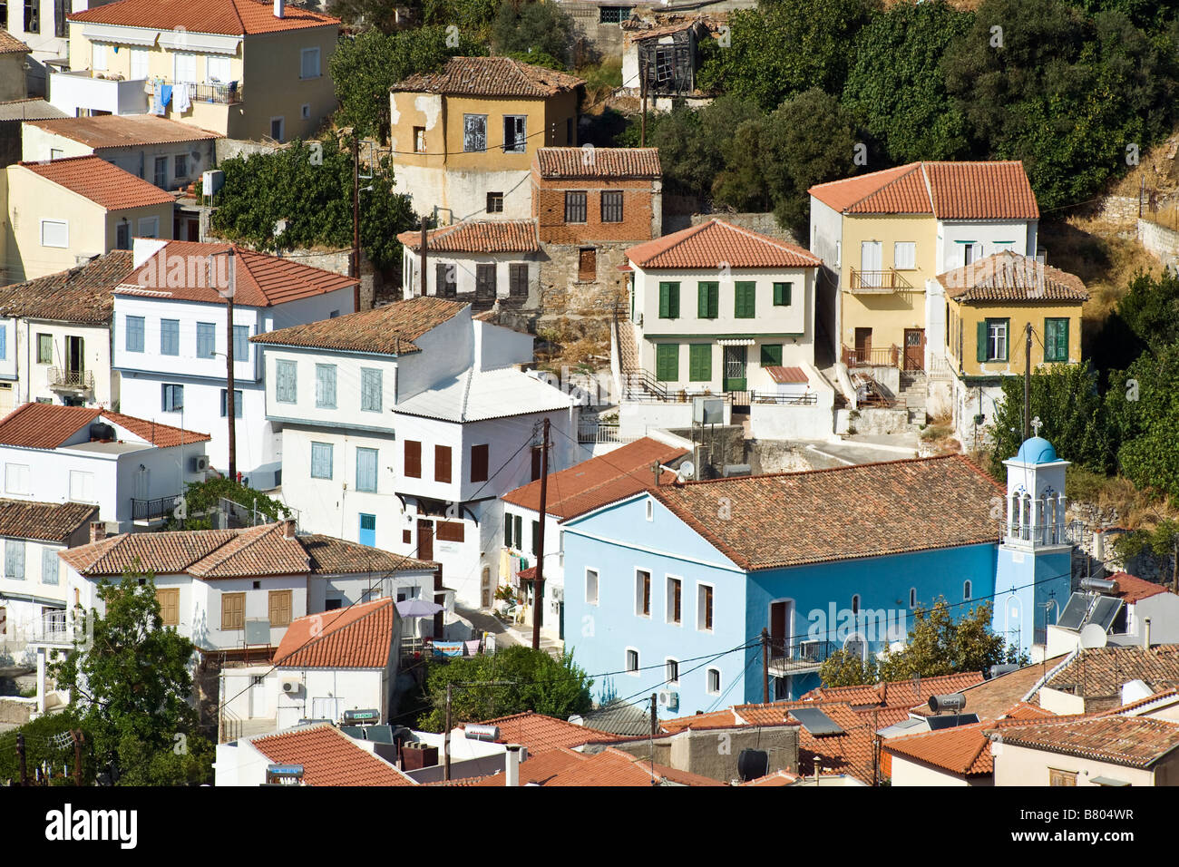 Samos Old The houses on Ano Vathy (old part of Samos-Town Stock Photo - Alamy
