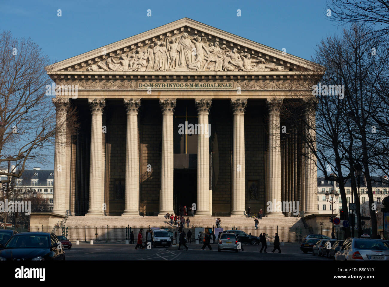 View of the Madeleine Church from Rue Royale Paris France Stock Photo