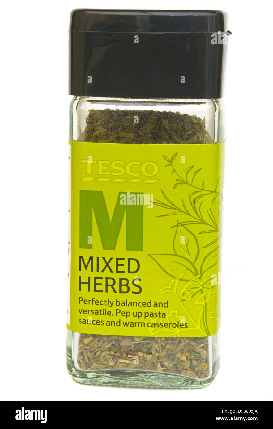 Glass Jar of Tesco Mixed Herbs Tesco products Stock Photo - Alamy