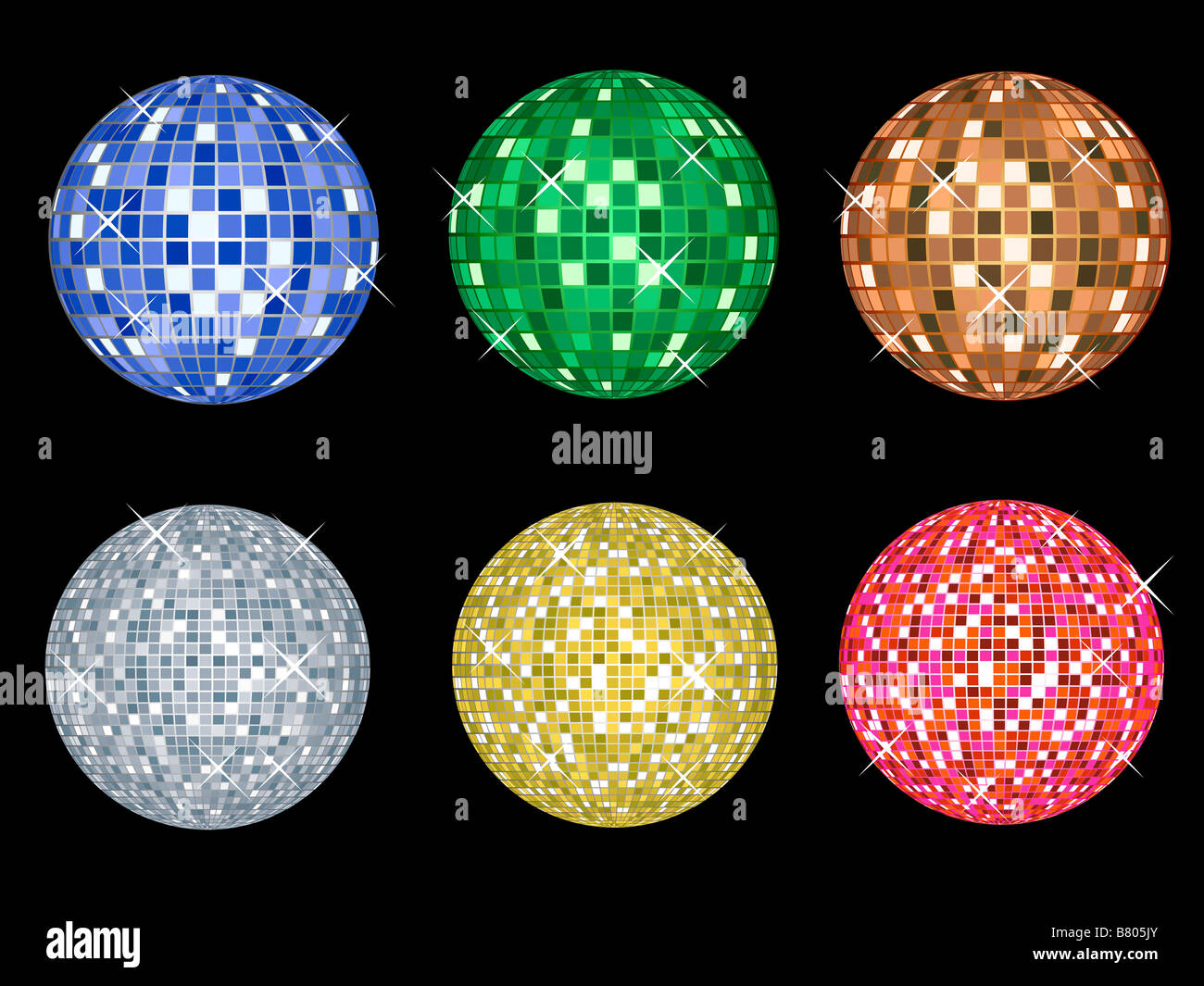 Various coloured shiny disco balls Stock Photo Alamy