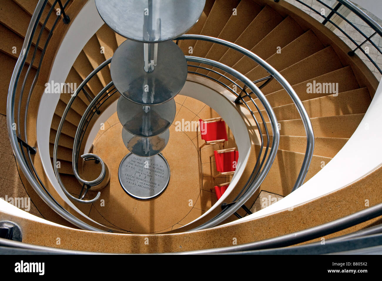 Staircase in the De La Warr Pavilion Bexhill On Sea Stock Photo