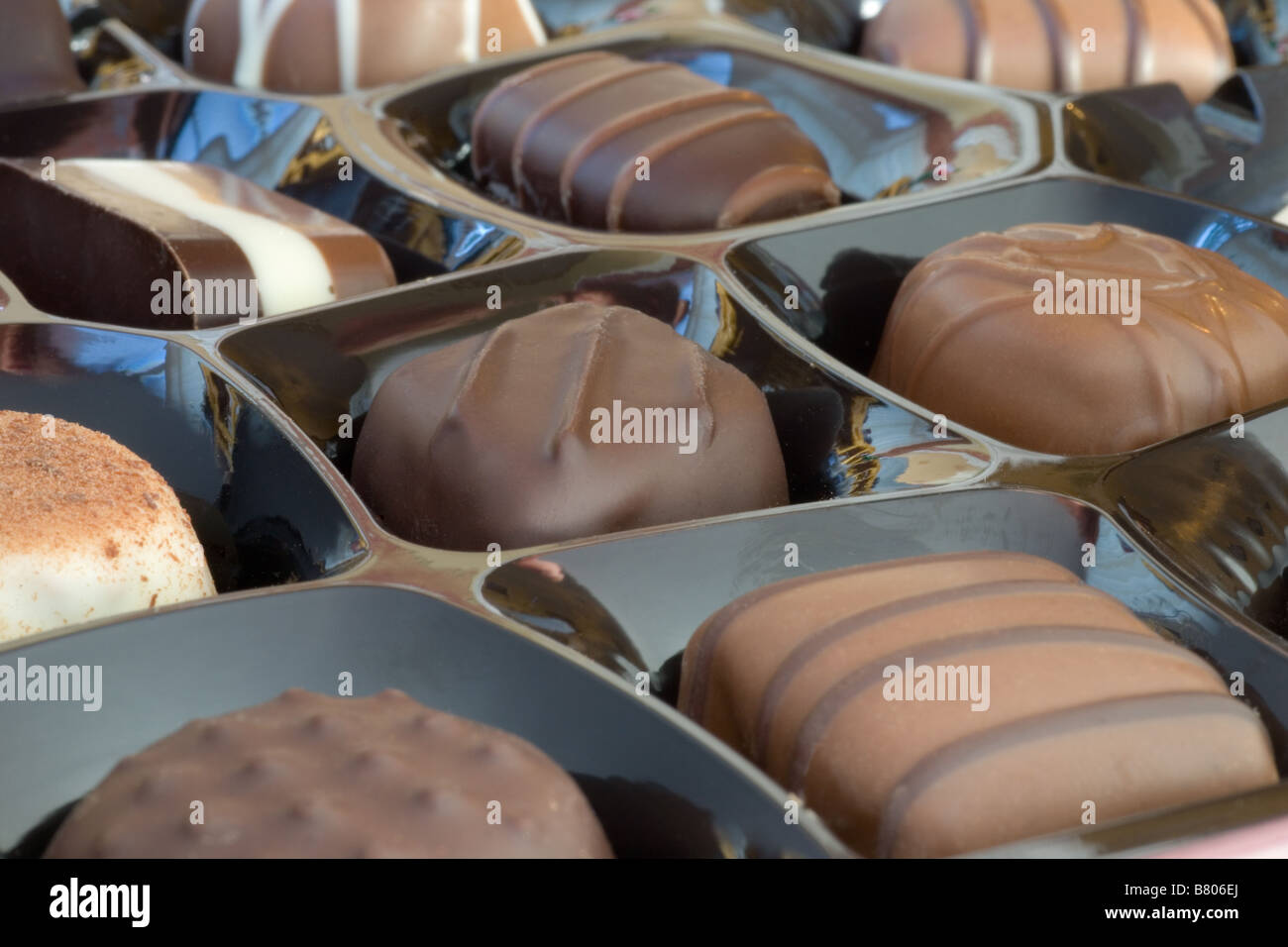 Chocolates in a box Stock Photo Alamy