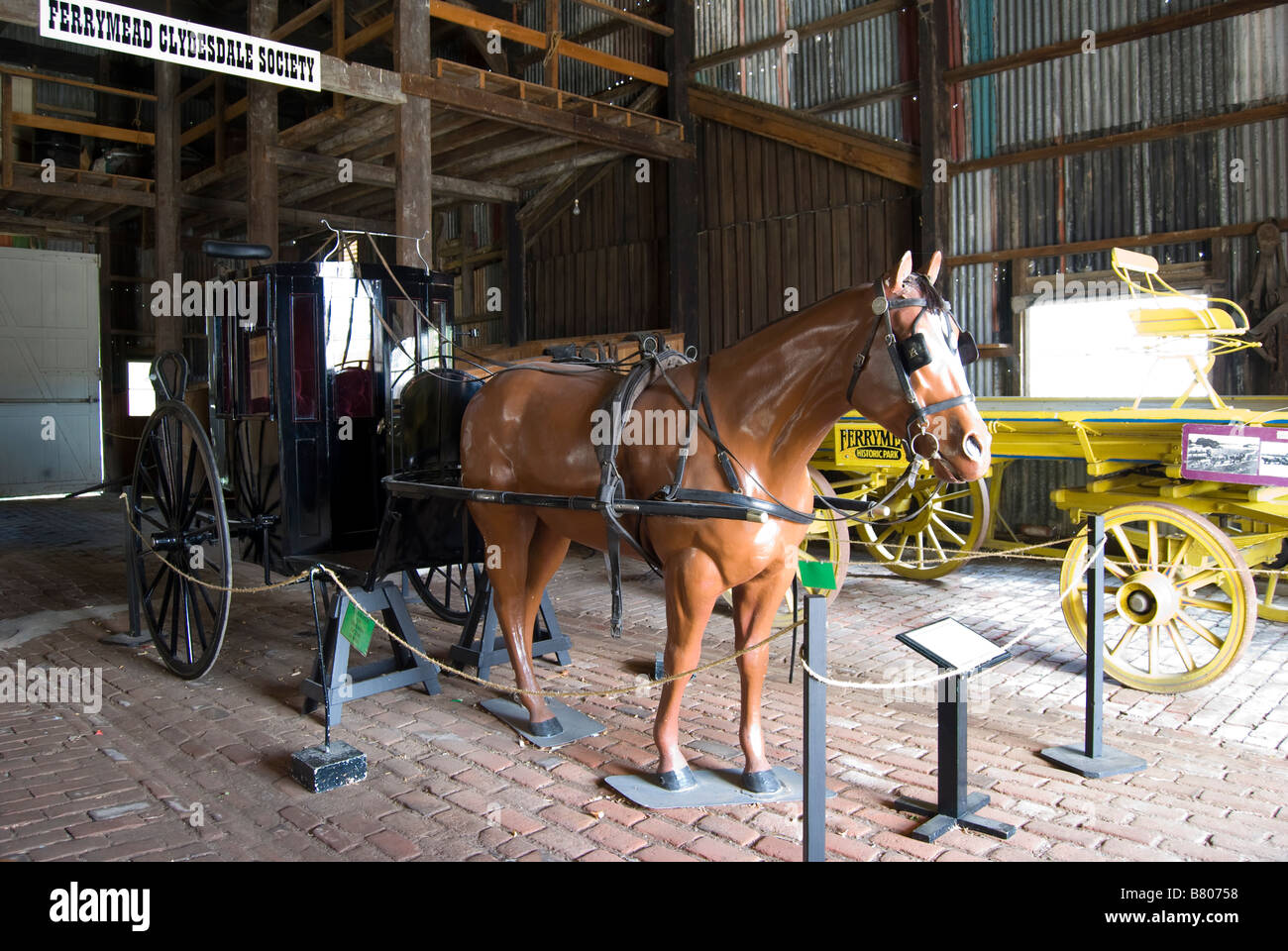 Horse stables, Ferrymead Heritage Park, Ferrymead, Christchurch, Canterbury, New Zealand Stock Photo