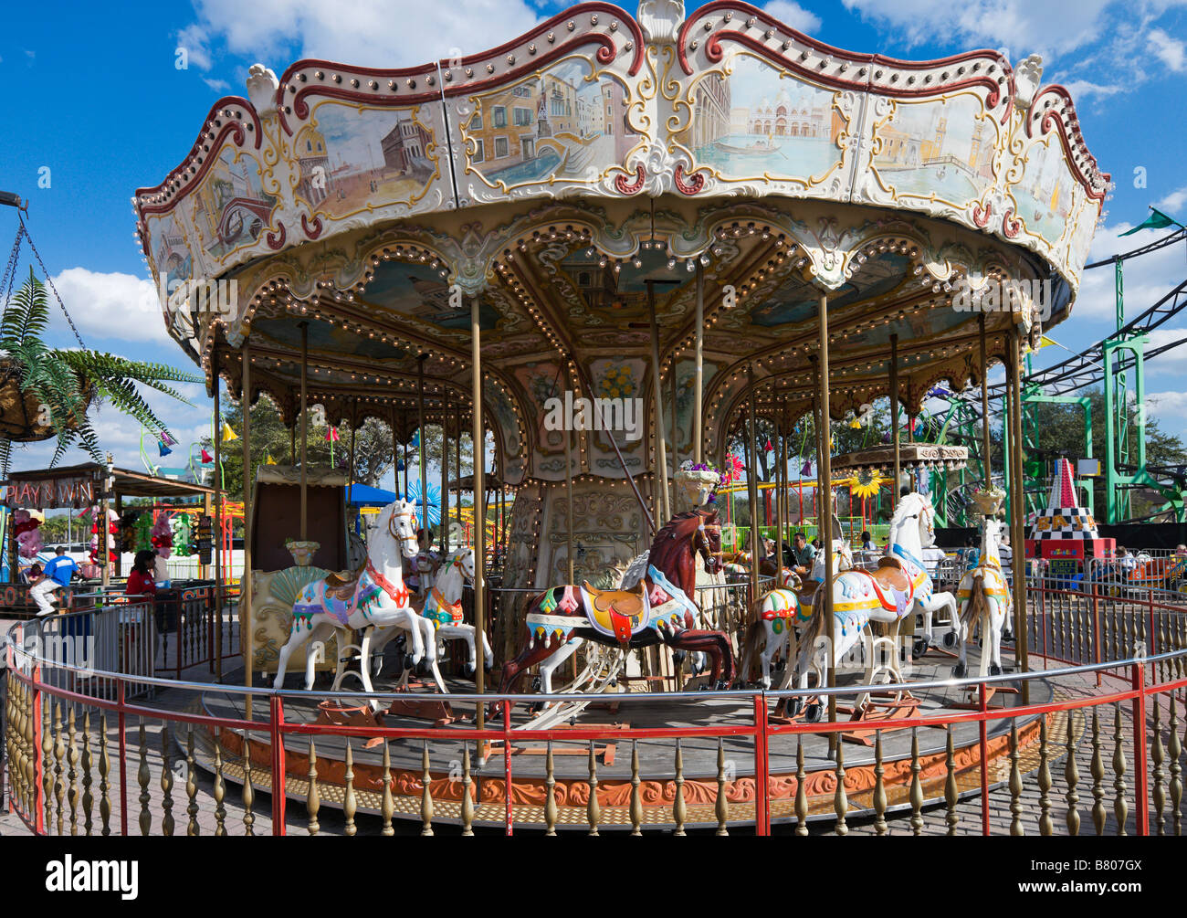 Carousel in Old Town Kissimmee on US 192, Kissimmee, Orlando, Central Florida, USA Stock Photo