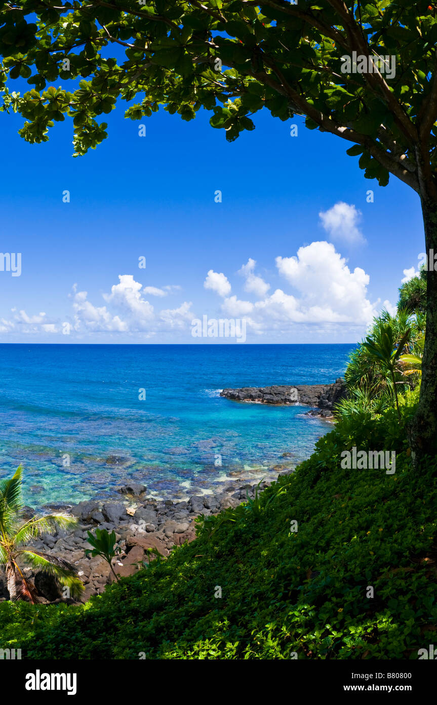 Blue Pacific waters at Hideaways Beach Princeville Island of Kauai